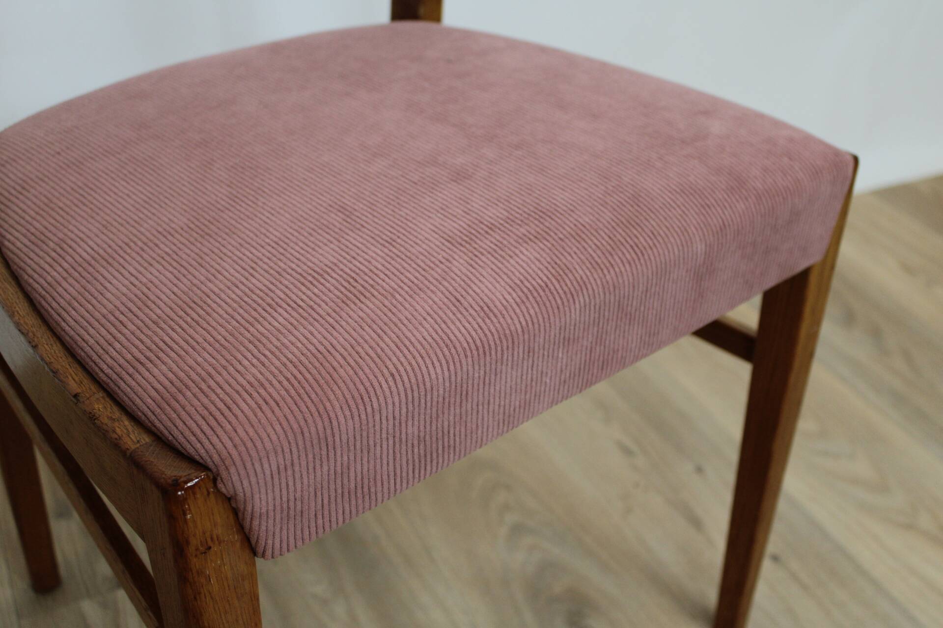 Chaise teck vintage velour rose danemark