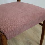 Chaise teck vintage velour rose danemark