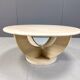 Vintage round ravertine coffee table, 1970s