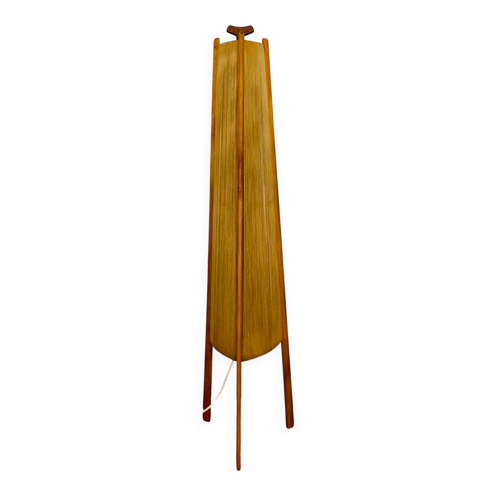 Lampe de sol en sisal et teck par Temde