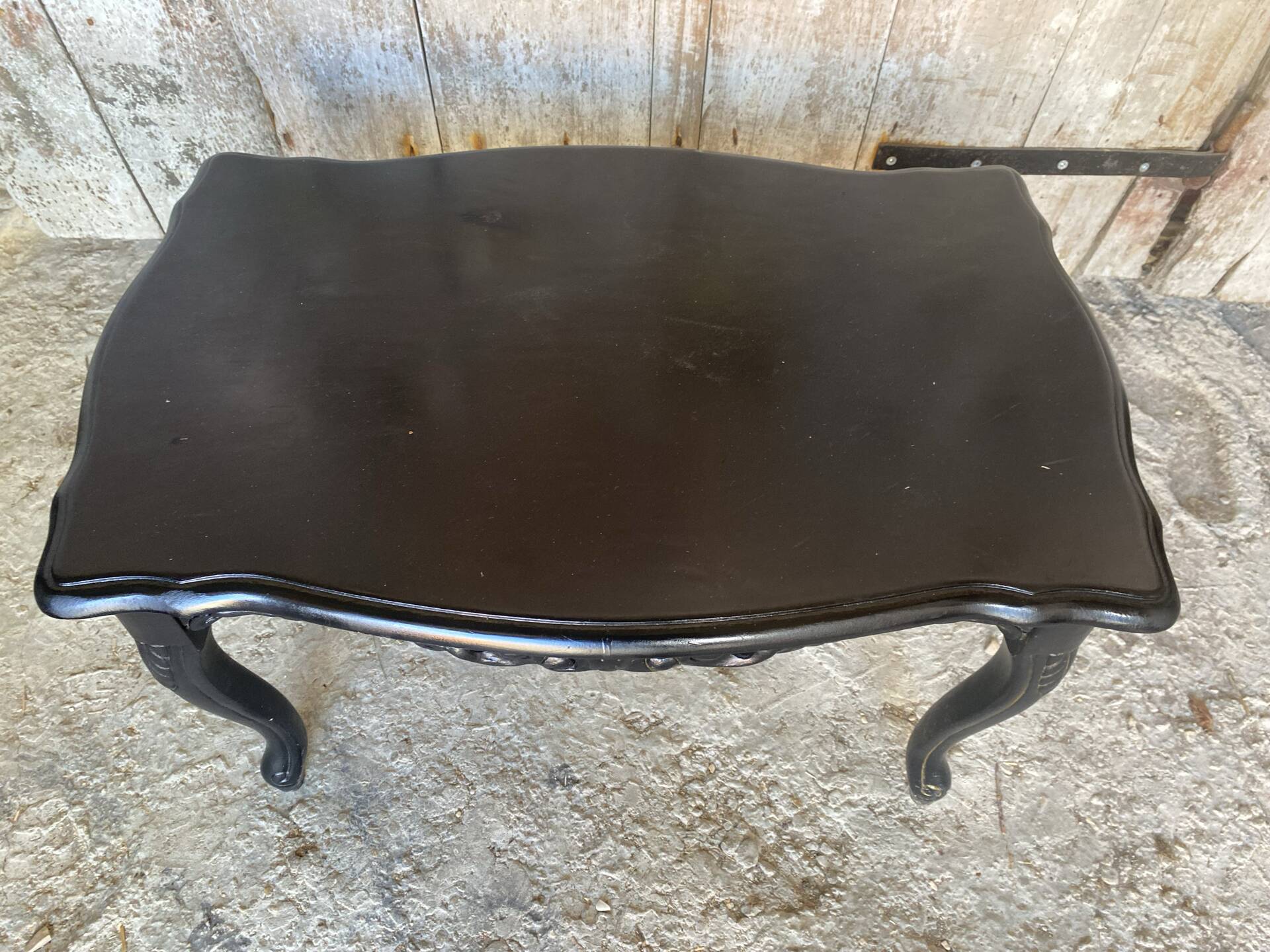 Vintage Black Carved Oak Louis XV Style Coffee Table