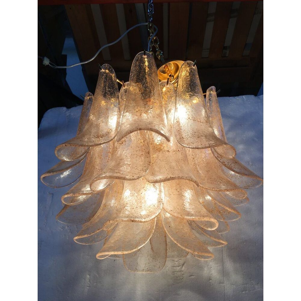Clear and gold “selle” murano glass chandelier d50