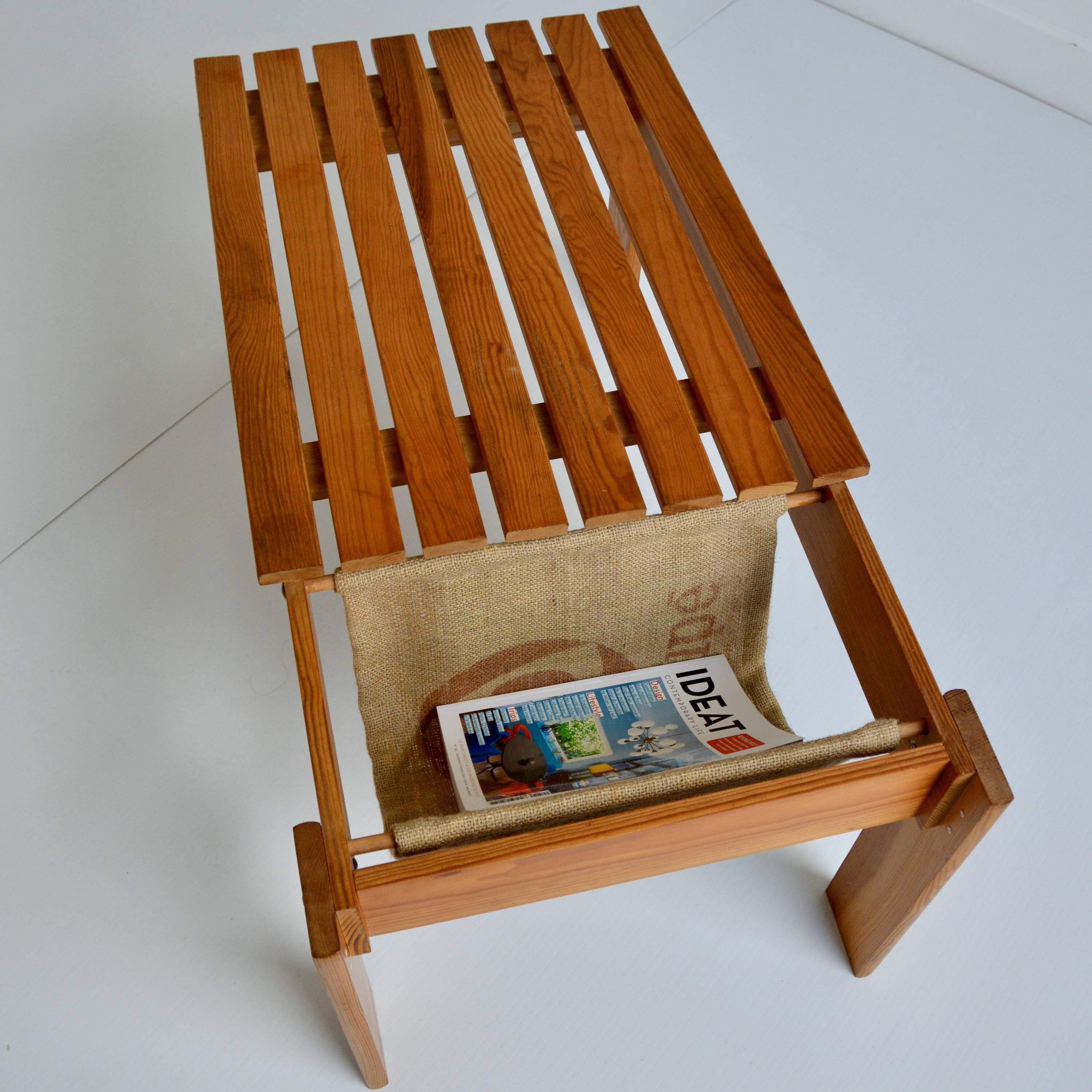Vintage Brutalist coffee table/newspaper rack, 1960s/1970s