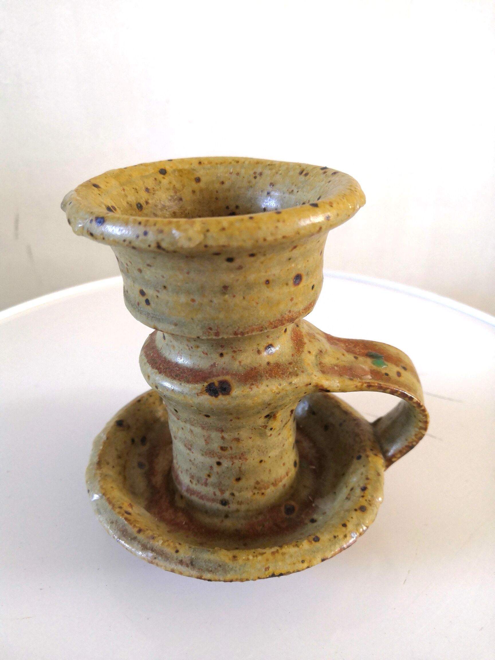 Ceramic candle holder signed Tiffoche design 60s