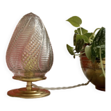 Vintage table lamp in chiseled glass - ogive glass globe