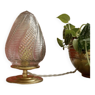 Vintage table lamp in chiseled glass - ogive glass globe