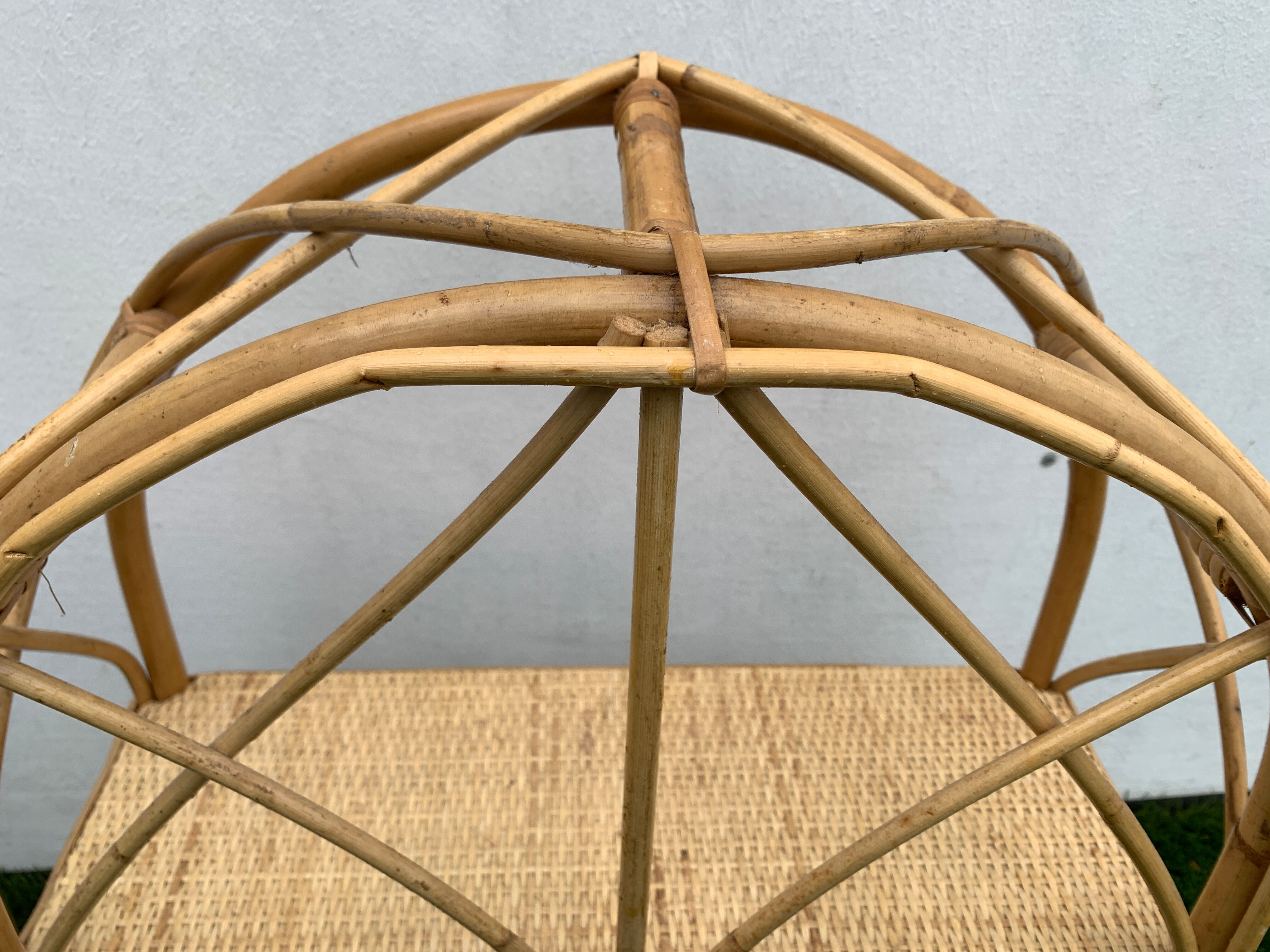 Pair of rattan and bamboo shelves or wall-bookcases, 1970