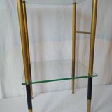 Glass and brass table. 1960. Neo-classic side table.