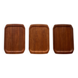 Teak trays by Langva, mid-century modern, 1960s, set of 3.