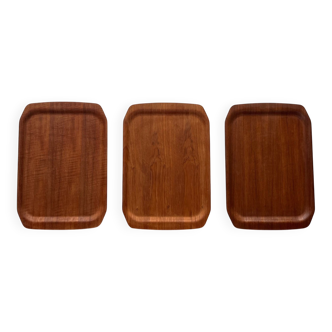 Plateaux en teck Form Stabil moderne du milieu du siècle de Langva, années 1960, lot de 3