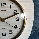 Vintage formica clock silent wall clock "Hangarter wood gray beige"