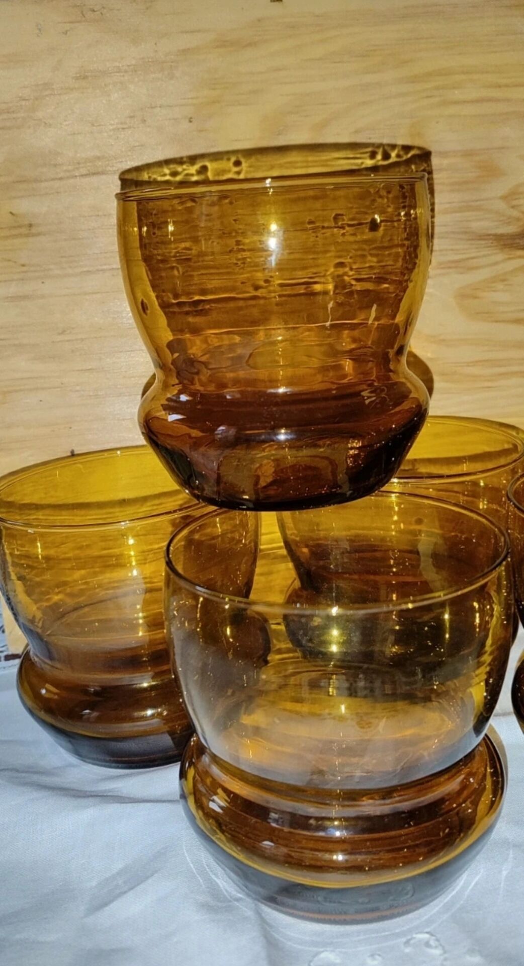 Set of 6 amber glasses from the 70s.