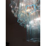 Lustre en verre de murano bleu clair « tronchi » d60-3l