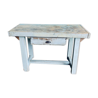 Blue patina workbench