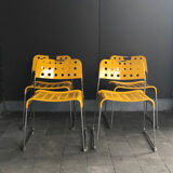 Set of 4 yellow Omstak chairs, Rodney Kinsman