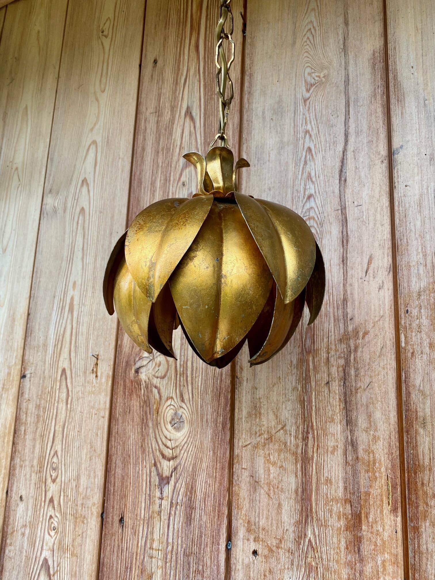 Vintage gold metal flower pendant