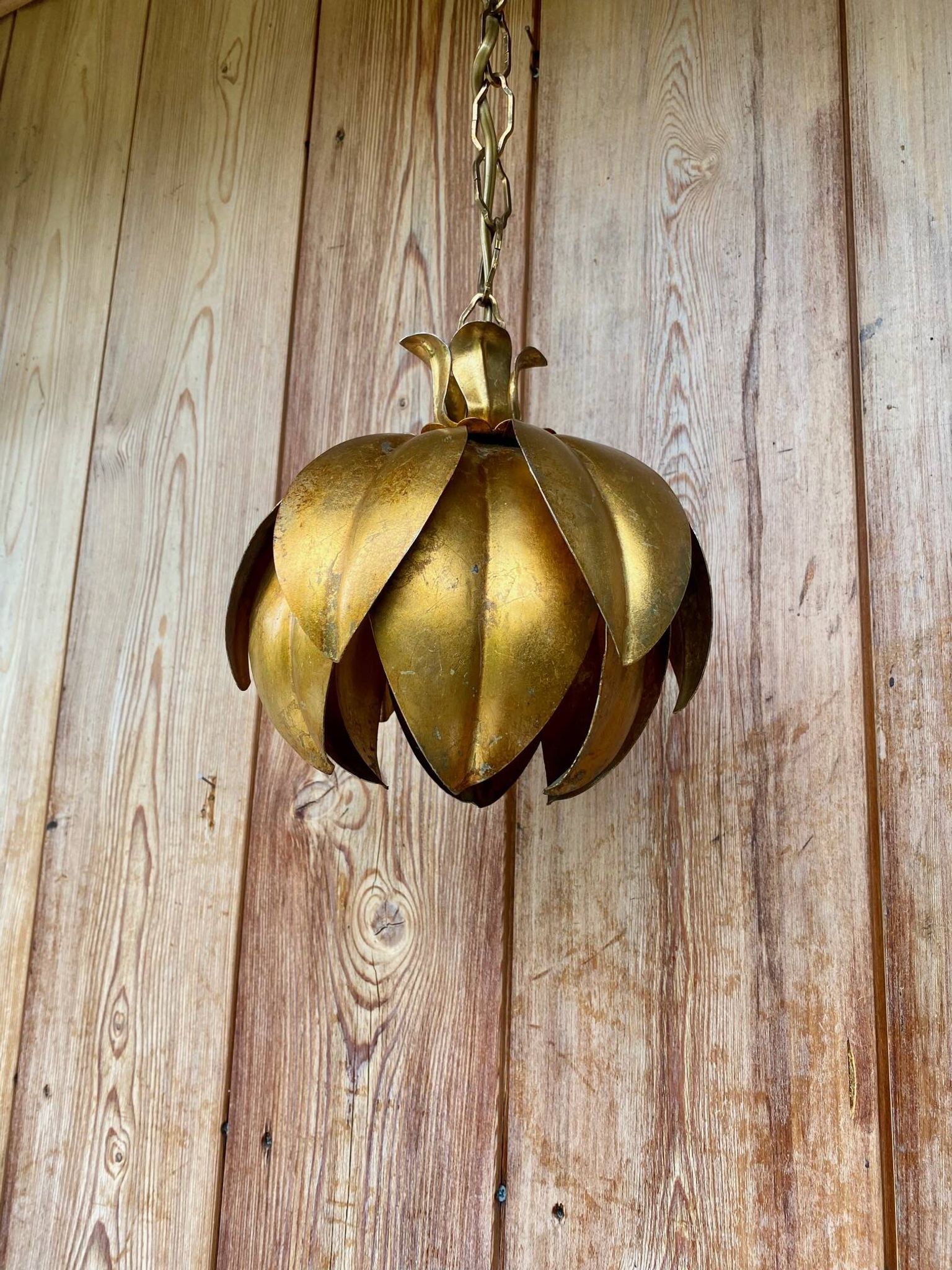 Vintage gold metal flower pendant