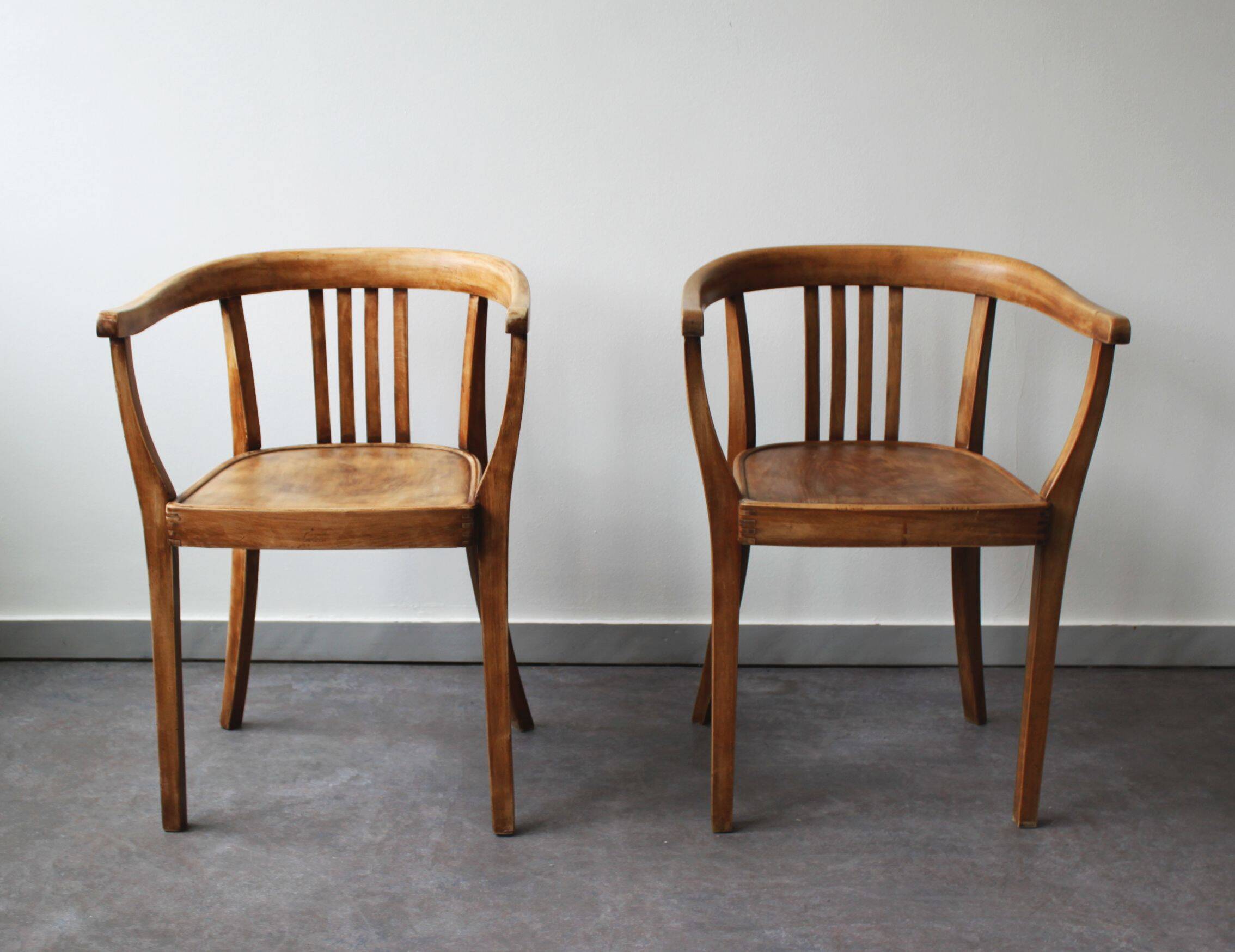 Pair of light oak armchairs, Germany, 1960