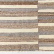 Contemporary Brown & Beige Striped Motifs Vintage Kilim Rug, 226x306Cm