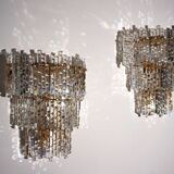 Lot de 2 appliques murales en cristal cascade Hollywood Regency Kinkeldey, 1970