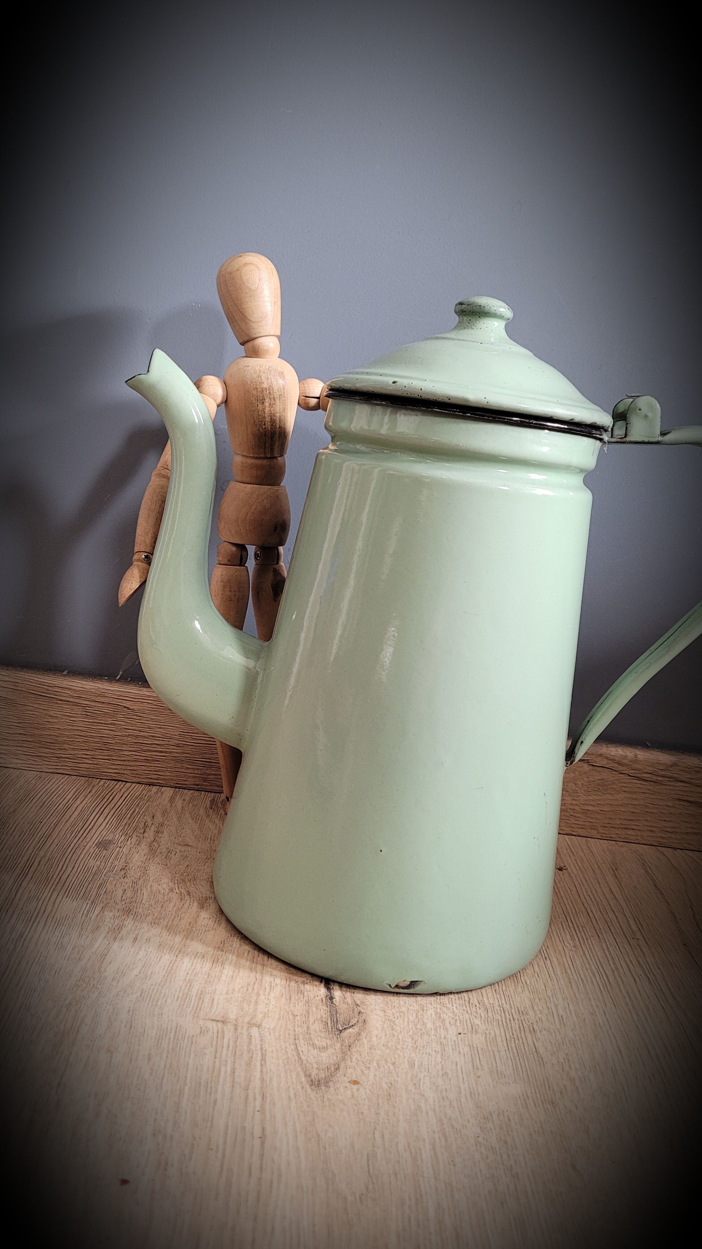 Light green enamelled coffee maker