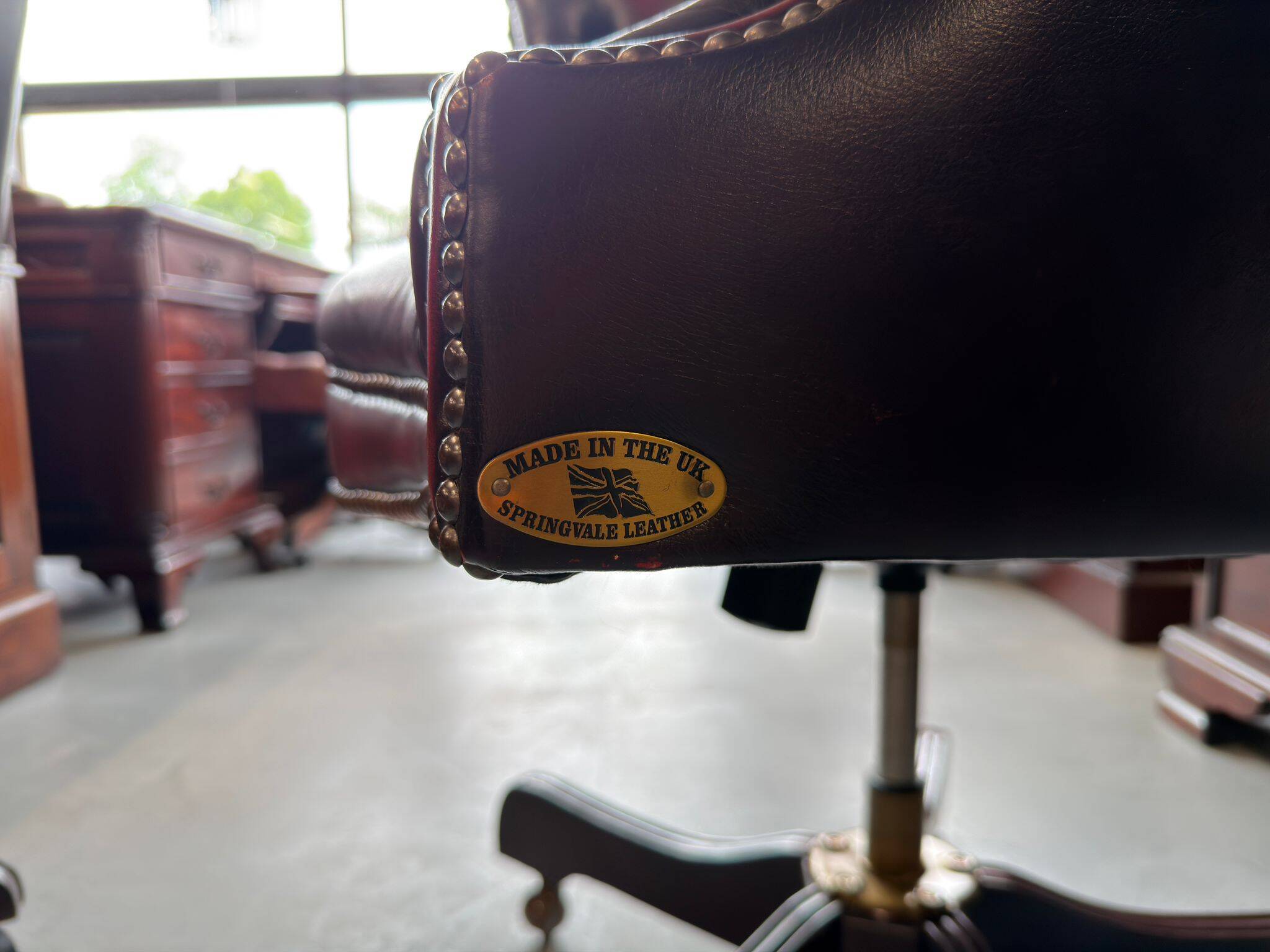 Springvale Chesterfield office chair in oxblood leather