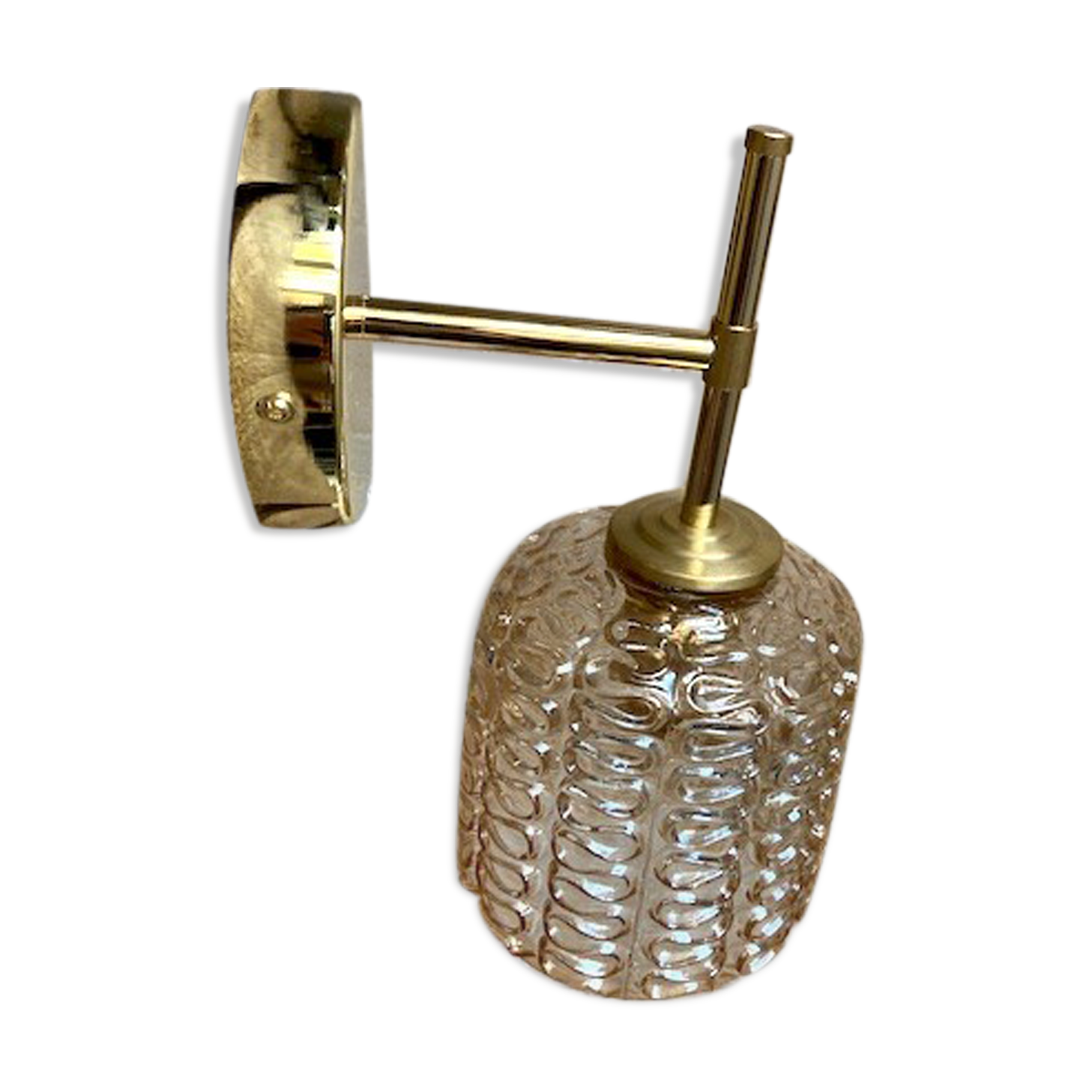 Brass and striated glass wall lamp