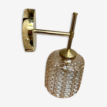 Brass and striated glass wall lamp