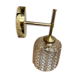 Brass and striated glass wall lamp