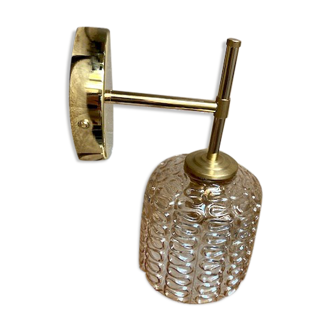 Brass and striated glass wall lamp