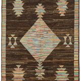 Handmade Tribal Decorative 173 cm x 238 cm Brown Wool Carpet