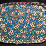 Longwy, cherry blossom glazed earthenware smoking set, early 20th century