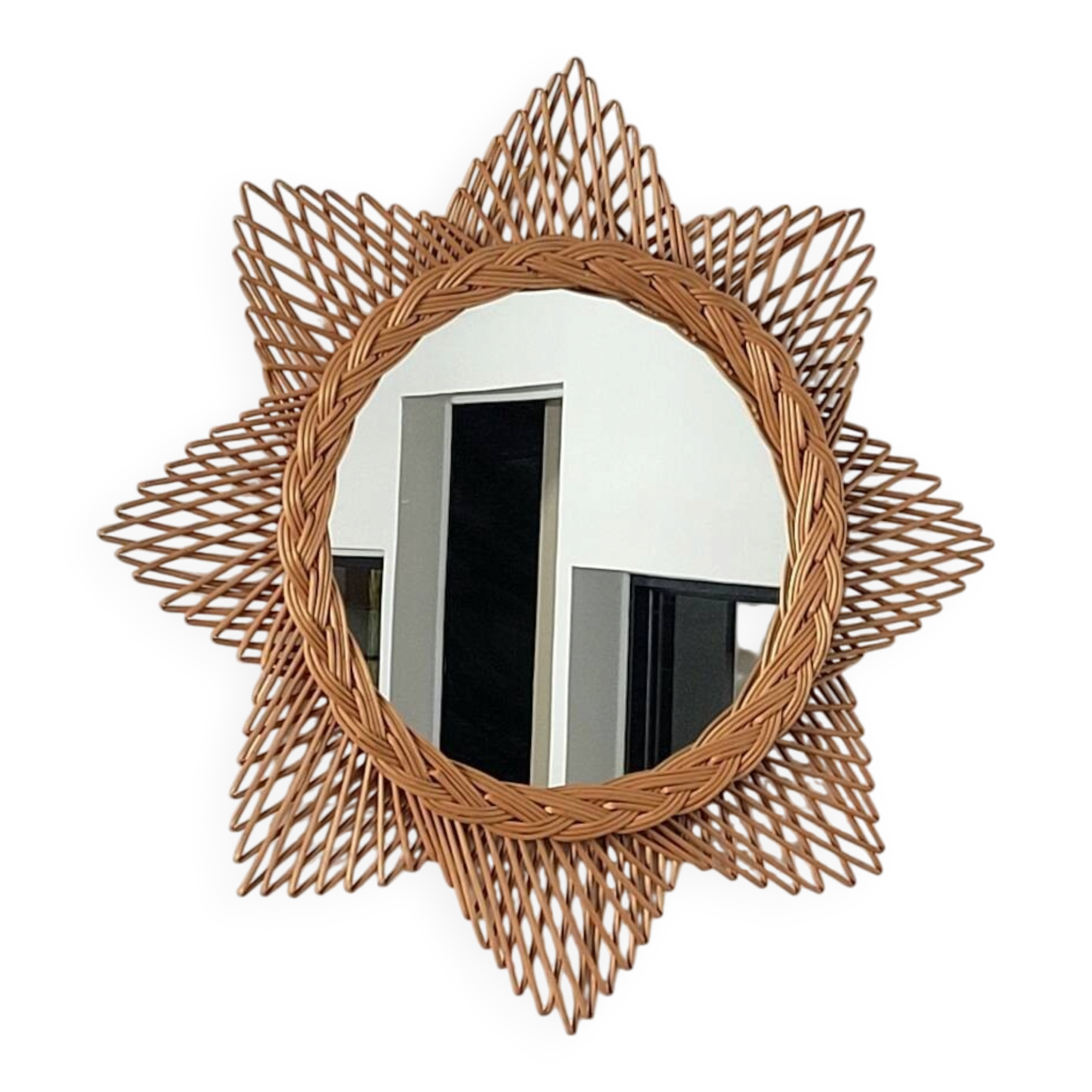 Miroir soleil rotin