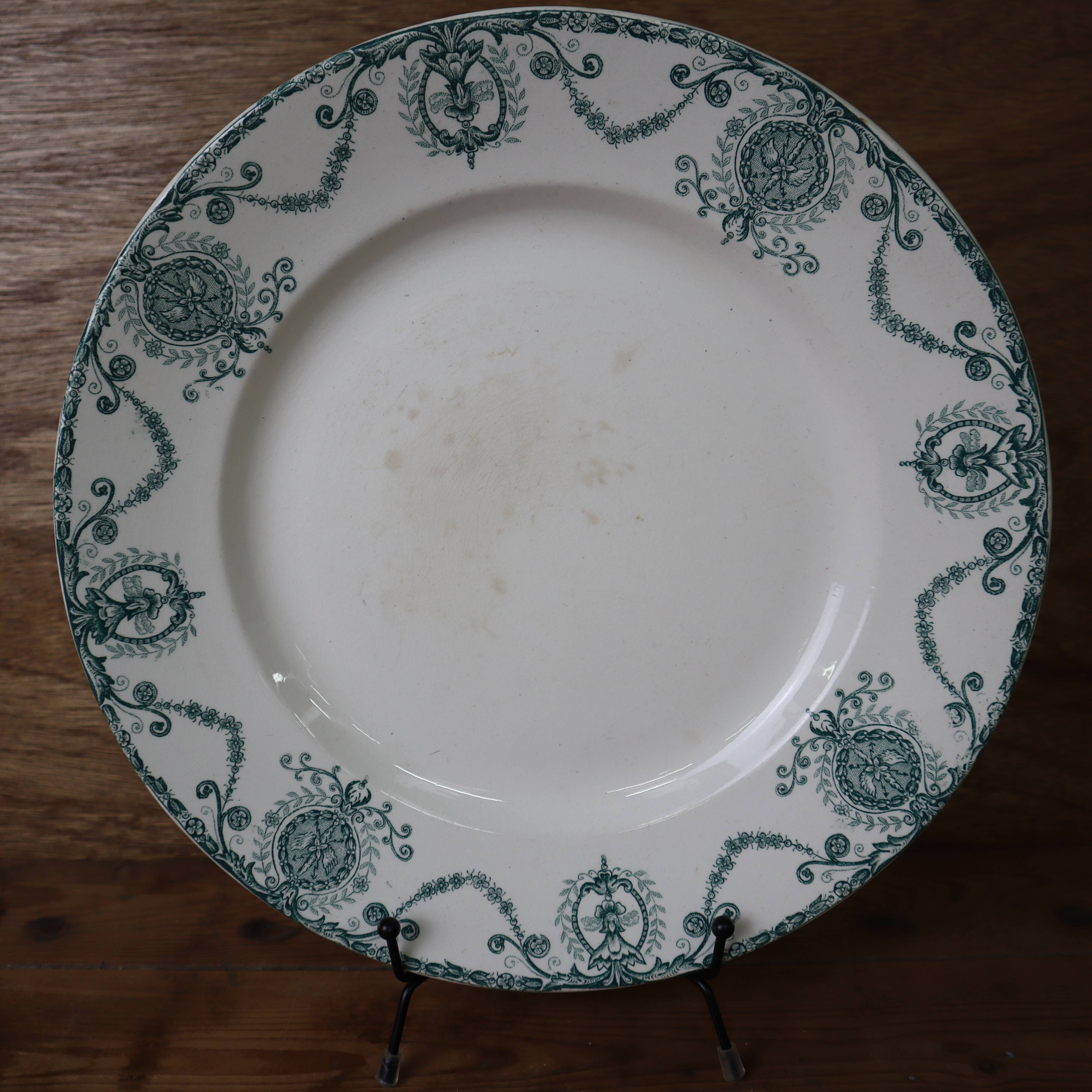 Old round dish in Terre de Fer, Pierrefonds model