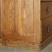 Antique Victorian pine governess buffet with sliding shelf.