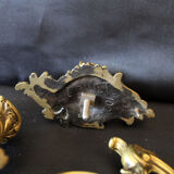 Pair of antique French Bronze Piano sconce, candleholders, signed L Pinet 102, rococo empire regency