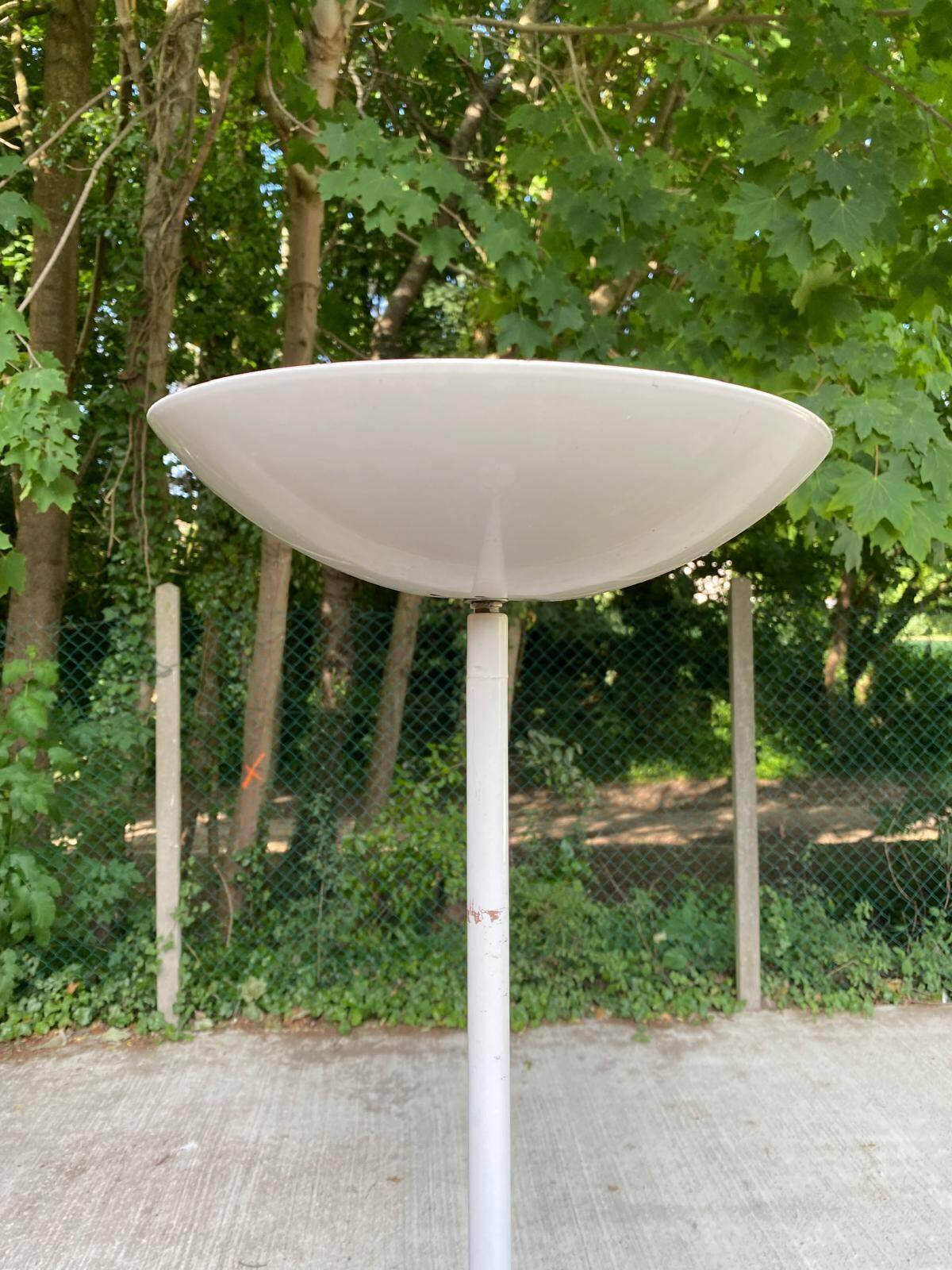 Vintage Italian white floor lamp with round dome