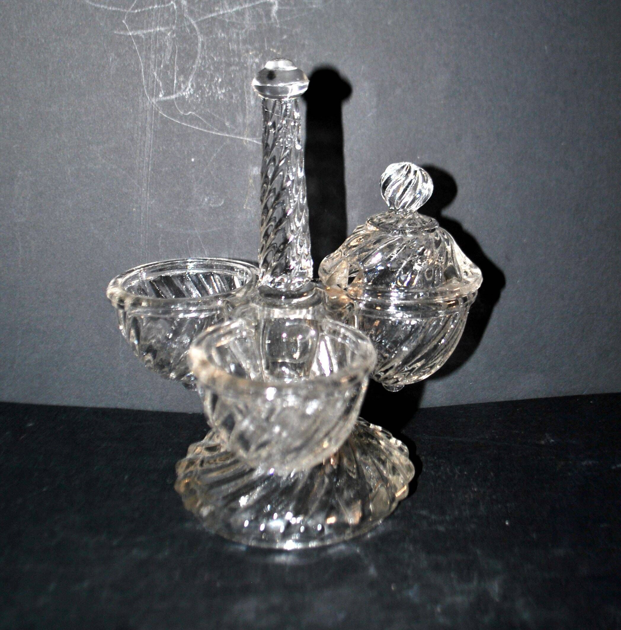 Vallerysthal rotating tableware – retro glass servant for salt, pepper, and mustard.