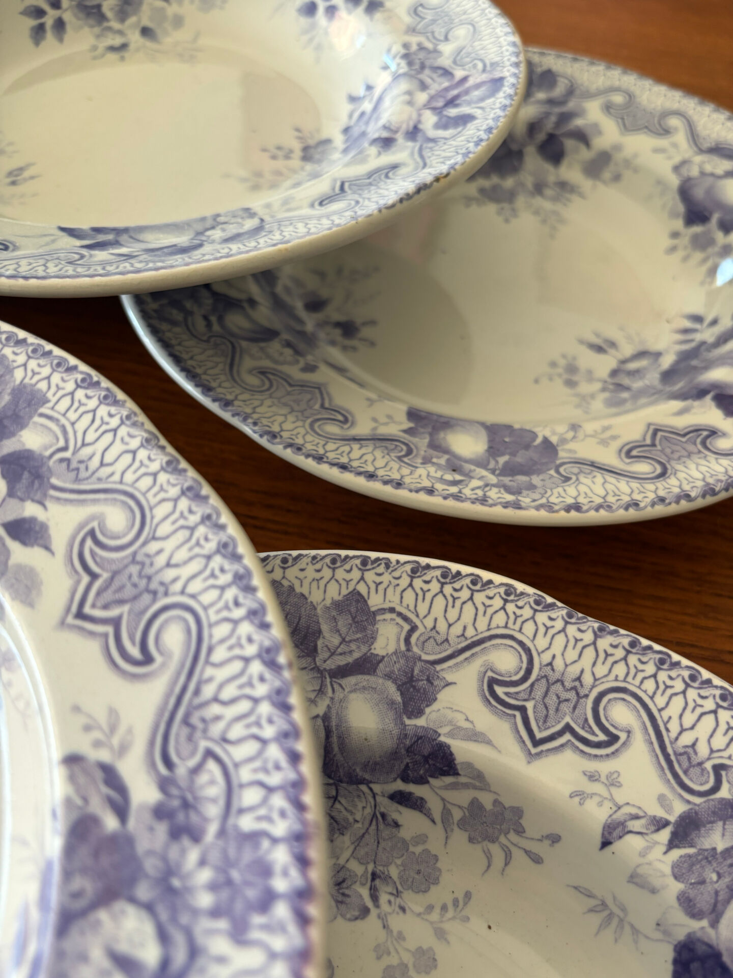 Lot de 6 assiettes creuse Creil & Montereau Bouquets • Faïence ancienn
