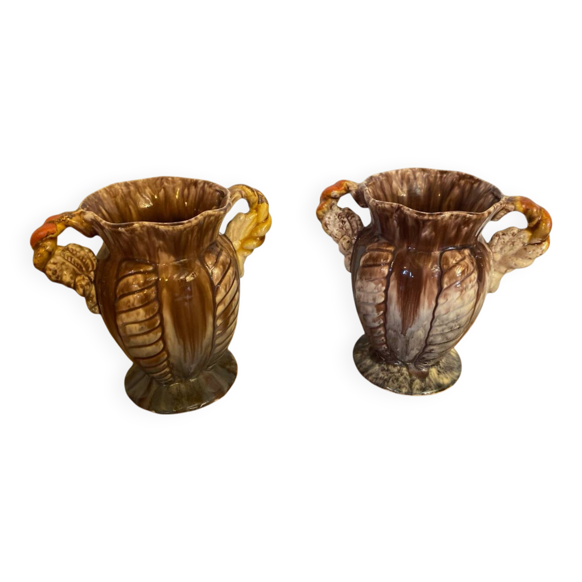 Pair of Antique JASBA Ceramic Vases, Multicolor, Germany, Vintage