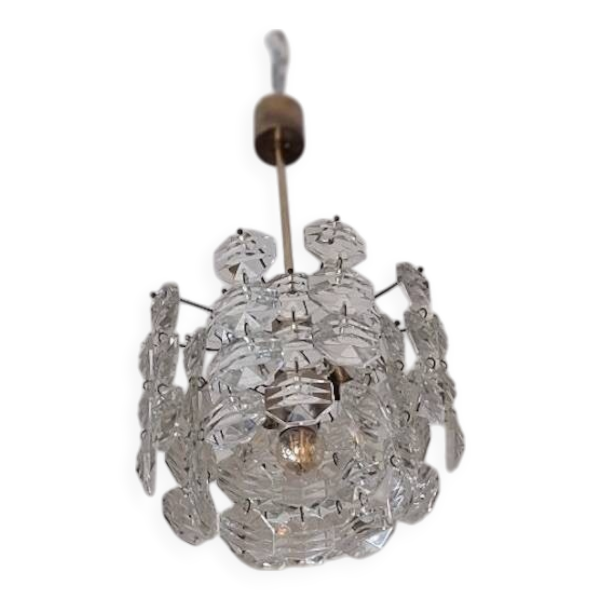 Kinkelkdey brass and faceted glass 3-level chandelier, 1960s