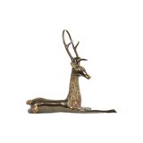 Deer sculpture copper reclining deer with antlers sarreid ltd 30cm