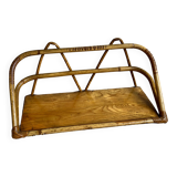 Bamboo wicker wall shelf from the 80s