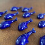 set of 6 vintage ceramic knife rests - blue whale shape