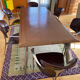 Vintage dining table by Aleph model M-series long by Philippe Starck 1987 African mahogany top