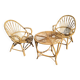 rattan garden set 2 armchairs and side table