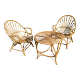 ensemble de jardin en rotin 2 fauteuils et table d'appoint