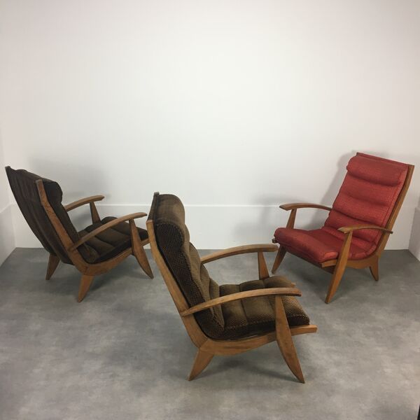 Trio de fauteuils Free Span FS 123 années 50 style reconstruction
