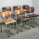 Set of 6 Gispen 106 Dutch Industrial Plywood Chairs, 1960s