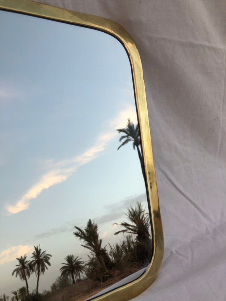 Set of 4 square brass mirrors